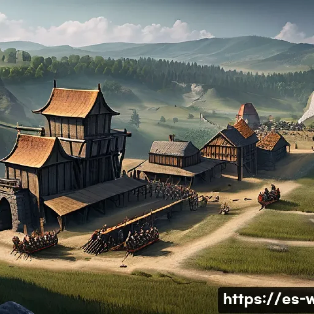 워크래프트3 장기전 대비법 - A detailed medieval fantasy strategy game base under siege during a prolonged battle, showing a well...