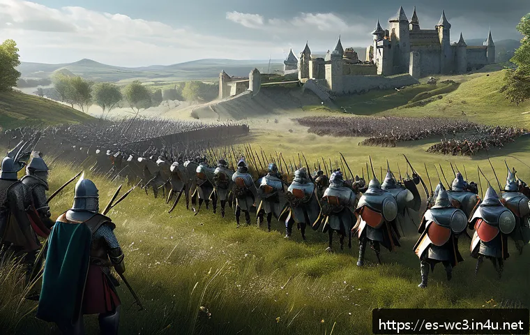 워크래프트3 PVE 최적의 구성 - A detailed fantasy battlefield scene showing a strategic formation of units: a frontline of heavily ...